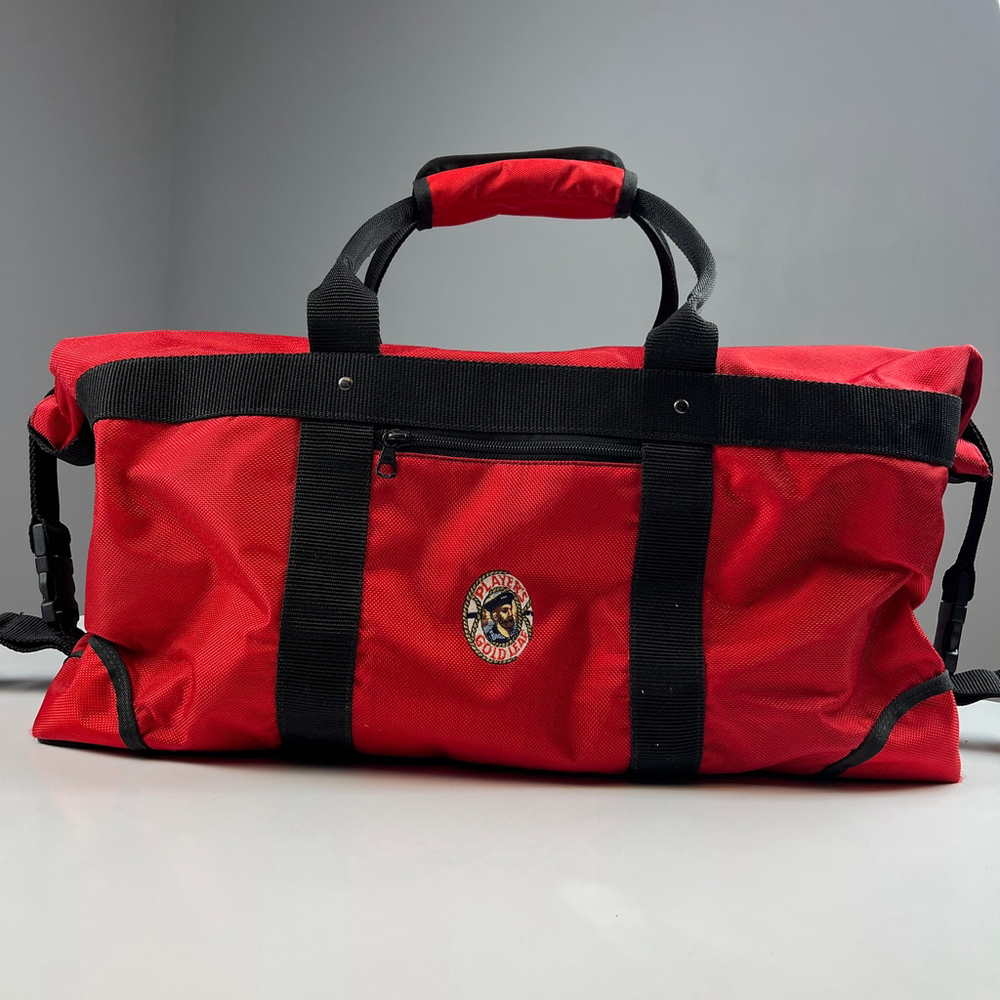 Vintage Bill Amberg player’s goldleaf duffle bag red black